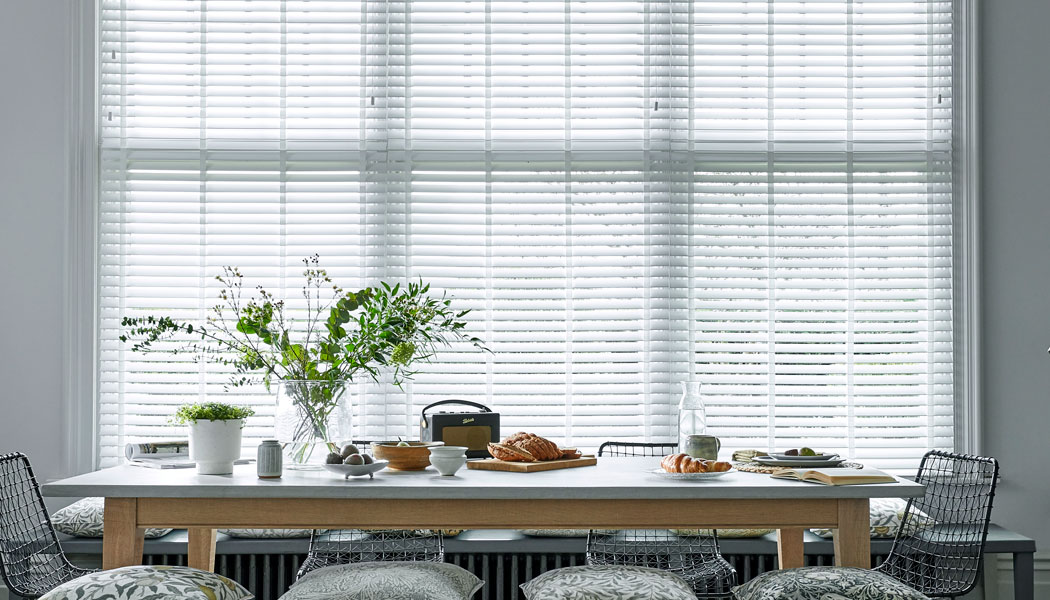 White wooden blinds