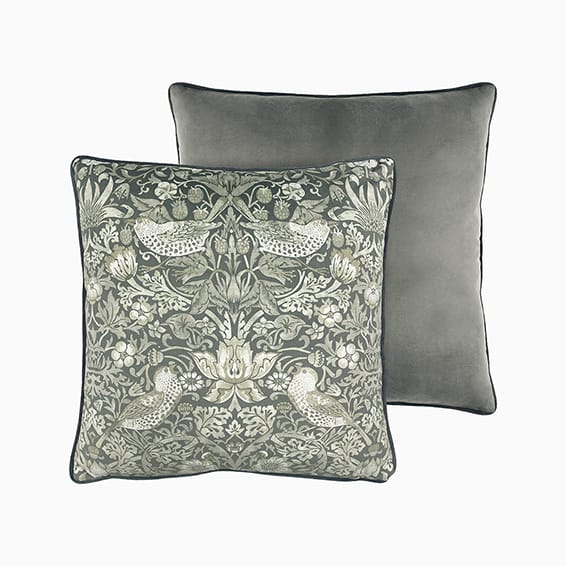 William Morris Strawberry Thief Velvet Manor Grey